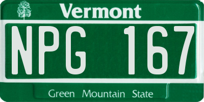 VT license plate NPG167