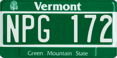 VT license plate NPG172