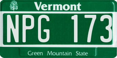VT license plate NPG173