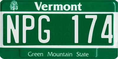 VT license plate NPG174