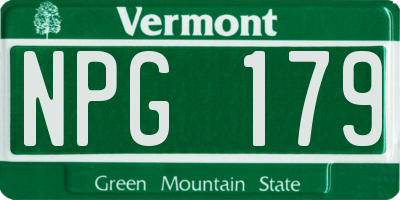 VT license plate NPG179