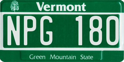 VT license plate NPG180