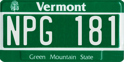 VT license plate NPG181