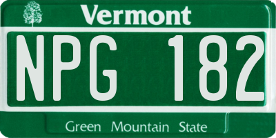 VT license plate NPG182