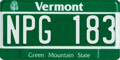 VT license plate NPG183