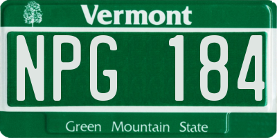 VT license plate NPG184