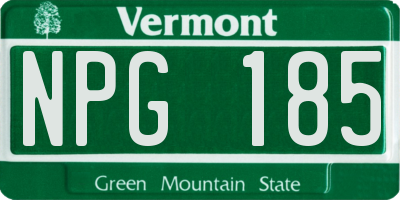 VT license plate NPG185