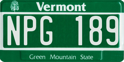 VT license plate NPG189
