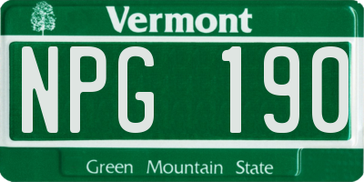 VT license plate NPG190