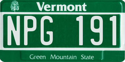 VT license plate NPG191