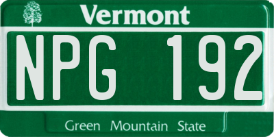 VT license plate NPG192