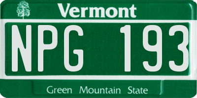 VT license plate NPG193