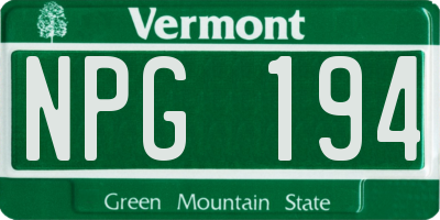 VT license plate NPG194