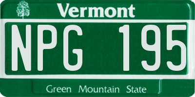 VT license plate NPG195