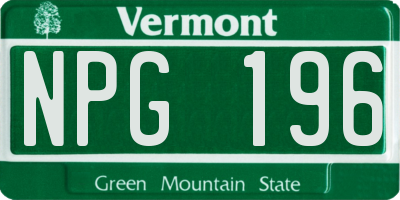 VT license plate NPG196