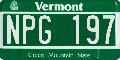 VT license plate NPG197