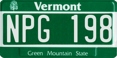 VT license plate NPG198