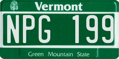 VT license plate NPG199