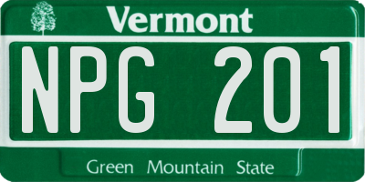 VT license plate NPG201