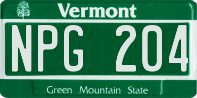 VT license plate NPG204