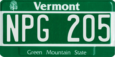 VT license plate NPG205