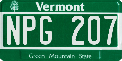 VT license plate NPG207