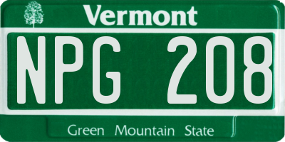 VT license plate NPG208