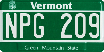 VT license plate NPG209