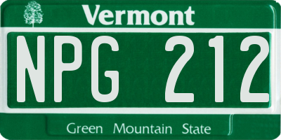 VT license plate NPG212