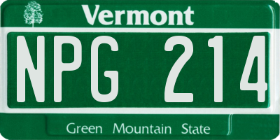 VT license plate NPG214