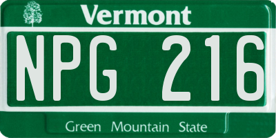 VT license plate NPG216