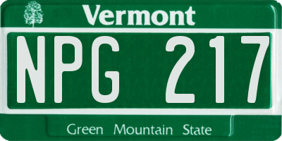 VT license plate NPG217