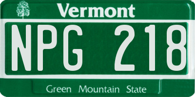VT license plate NPG218