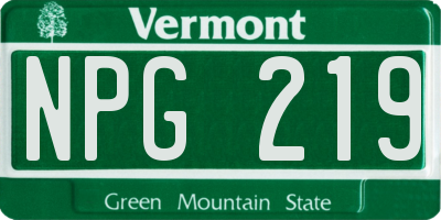 VT license plate NPG219