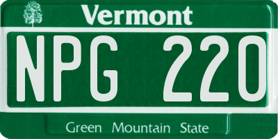 VT license plate NPG220