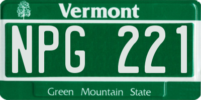 VT license plate NPG221