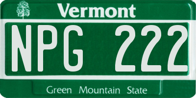 VT license plate NPG222