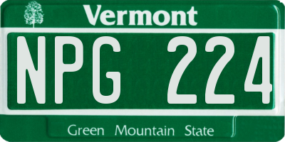 VT license plate NPG224