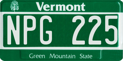 VT license plate NPG225
