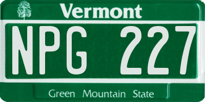 VT license plate NPG227