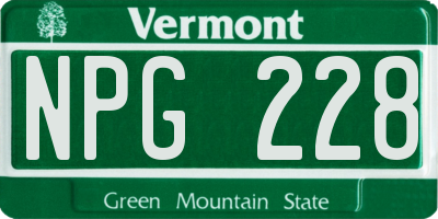 VT license plate NPG228