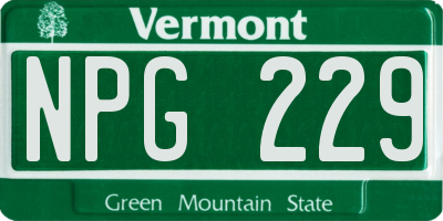 VT license plate NPG229