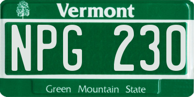 VT license plate NPG230