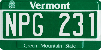VT license plate NPG231