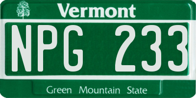 VT license plate NPG233