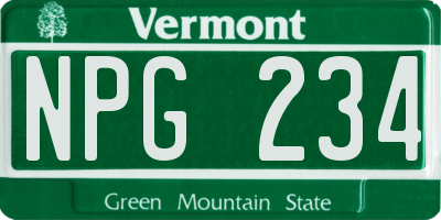 VT license plate NPG234