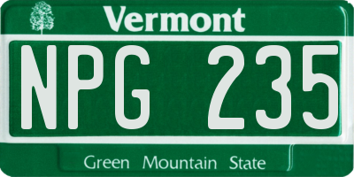 VT license plate NPG235