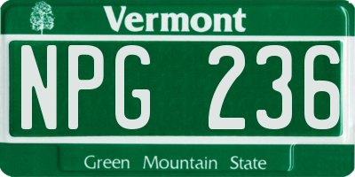 VT license plate NPG236