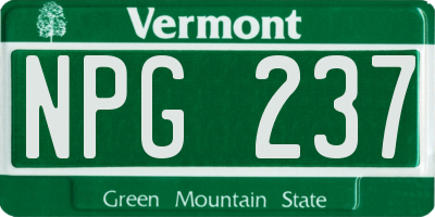 VT license plate NPG237