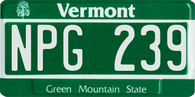 VT license plate NPG239